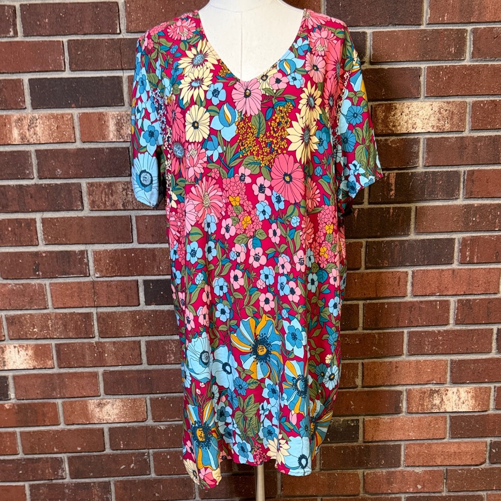 NATURAL LIFE Colorful Floral Tunic Dress Size Medium